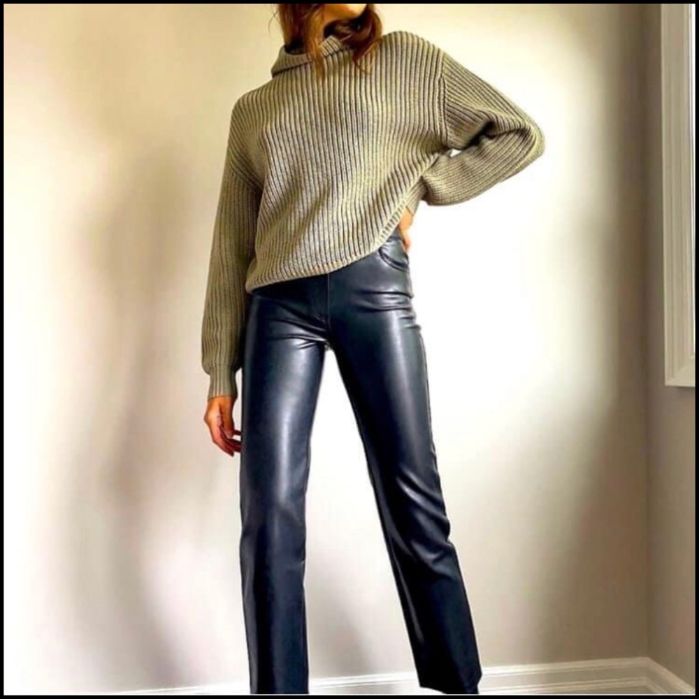 Aritzia Wilfred Melina Pant size 8 regular length vegan leather pant in Black
